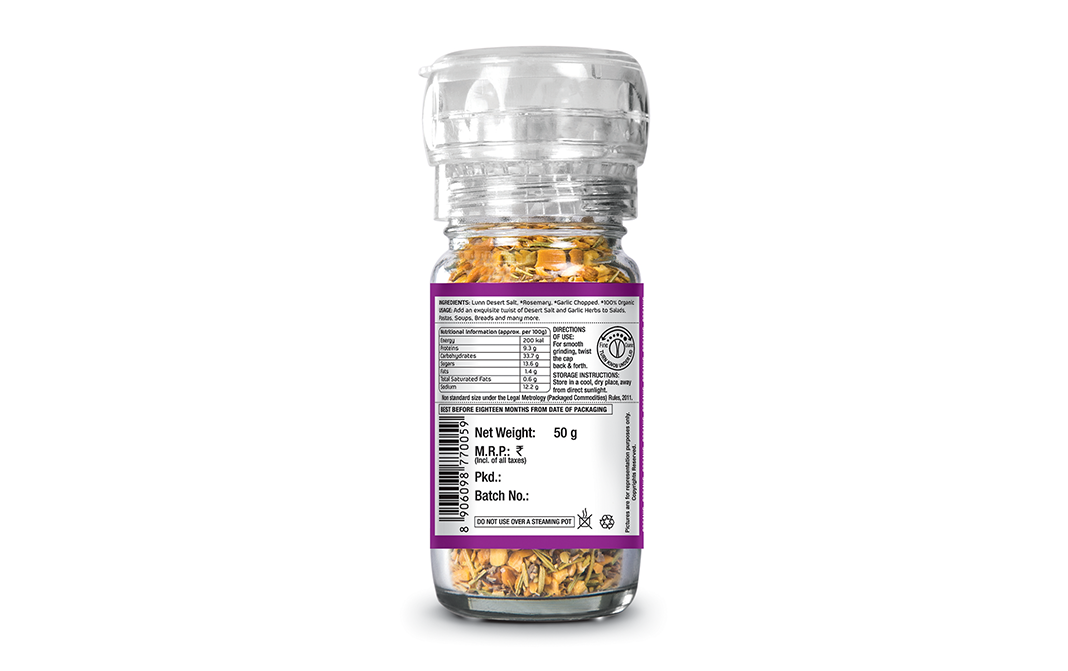 Lunn Desert Salt & Garlic Herbs   Glass Bottle  50 grams